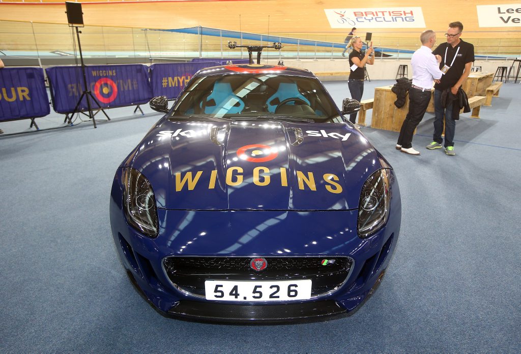 BEST OF BRITISH: A Team Wiggins Jaguar F-Type displays Sir Bradley Wiggins' record-breaking distance for the UCI One Hour Record at Lee Valley Velopark Velodrome. PHOTO: GETTY IMAGES BEST OF BRITISH: A Team Wiggins Jaguar F-Type displays Sir Bradley Wiggins' record-breaking distance for the UCI One Hour Record at Lee Valley Velopark Velodrome. PHOTO: GETTY IMAGES